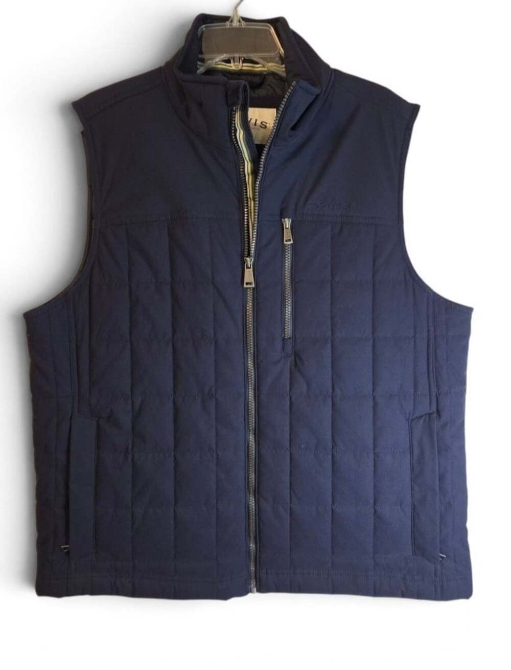 Orvis Quilted Vest Size L/G Navy Blue Full Zip